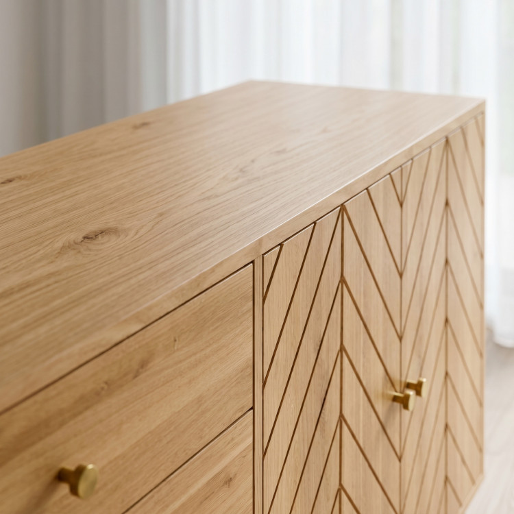 Eichenkommode 167,5 cm mit Schubladen und Türen – Öl-Wachs, Soft-Close