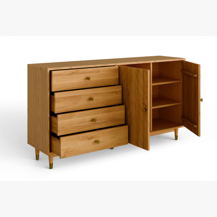 Eichenkommode 167,5 cm mit Schubladen und Türen – Öl-Wachs, Soft-Close