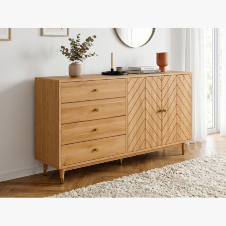 Eichenkommode 167,5 cm mit Schubladen und Türen – Öl-Wachs, Soft-Close