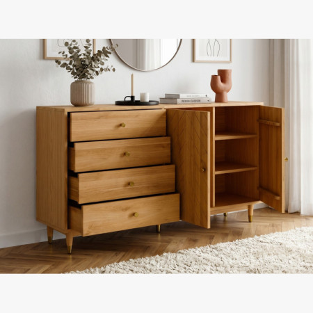 Eichenkommode 167,5 cm mit Schubladen und Türen – Öl-Wachs, Soft-Close