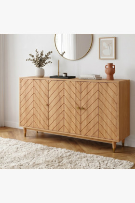 Eichenkommode mit Türen 139 cm – luxuriöse massive Kommode mit Fischgrätfräsung