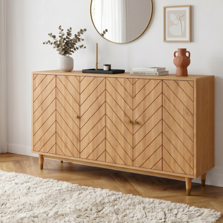 Eichenkommode mit Türen 139 cm – luxuriöse massive Kommode mit Fischgrätfräsung