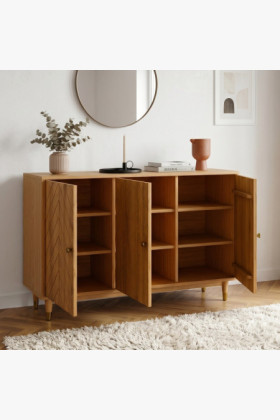 Eichenkommode mit Türen 139 cm – luxuriöse massive Kommode mit Fischgrätfräsung 2