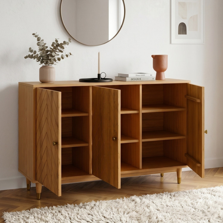 Eichenkommode mit Türen 139 cm – luxuriöse massive Kommode mit Fischgrätfräsung