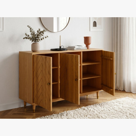 Eichenkommode mit Türen 139 cm – luxuriöse massive Kommode mit Fischgrätfräsung