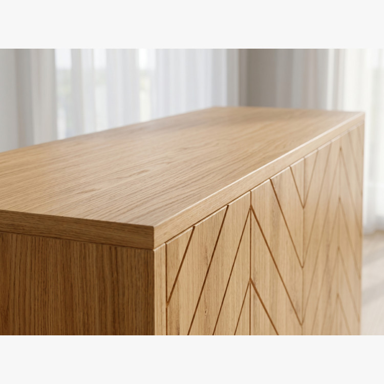 Eichenkommode mit Türen 139 cm – luxuriöse massive Kommode mit Fischgrätfräsung