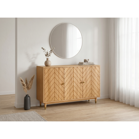 Eichenkommode mit Türen 139 cm – luxuriöse massive Kommode mit Fischgrätfräsung