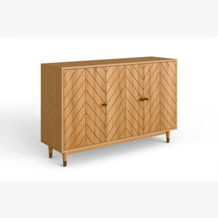 Eichenkommode mit Türen 139 cm – luxuriöse massive Kommode mit Fischgrätfräsung