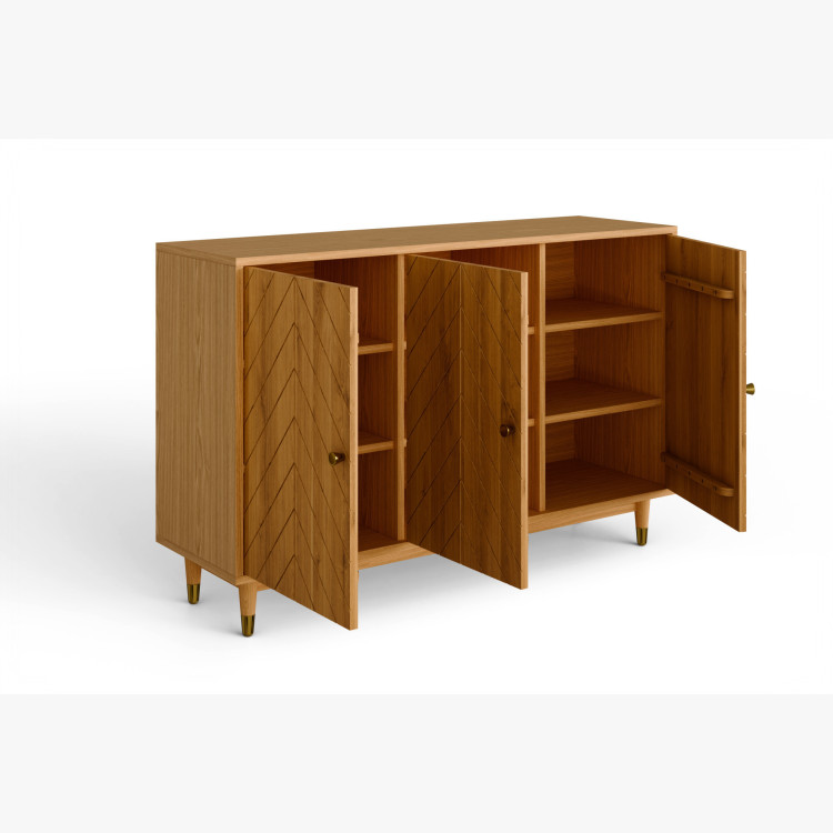 Eichenkommode mit Türen 139 cm – luxuriöse massive Kommode mit Fischgrätfräsung