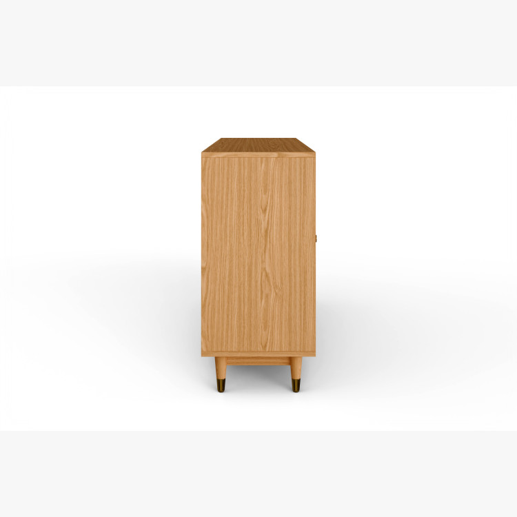 Massive Eichenkommode Jessica 190 cm mit gefrästem Fischgrätmuster