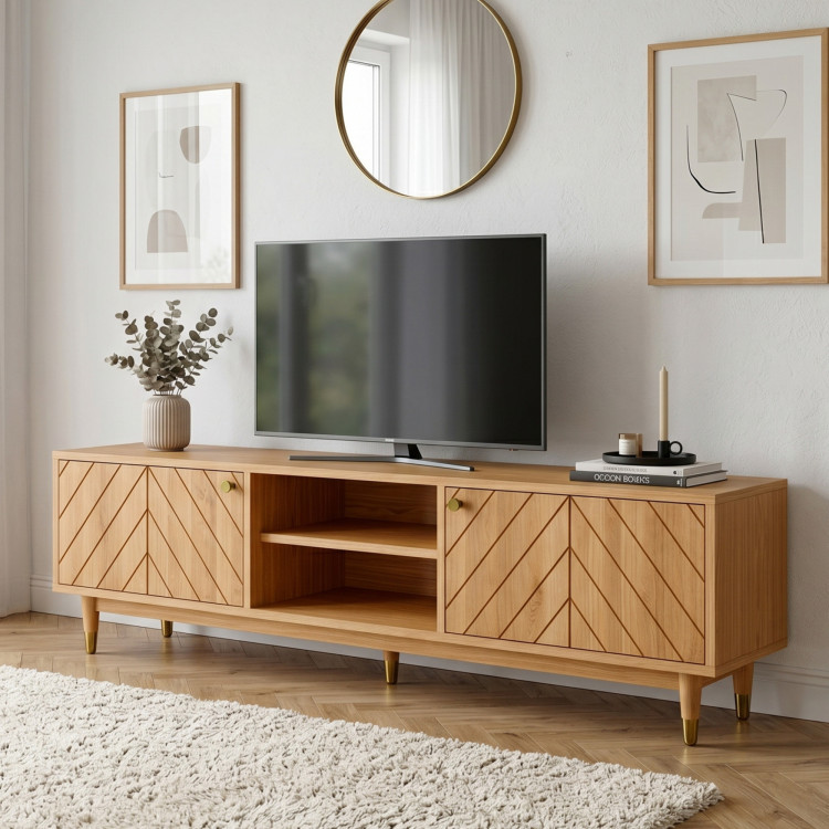 Massive TV-Kommode Jessica 179 cm mit Fischgrätfräsung