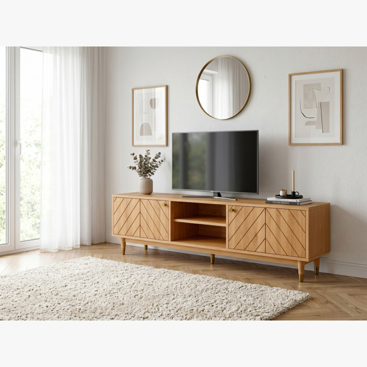 Massive TV-Kommode Jessica 179 cm mit Fischgrätfräsung