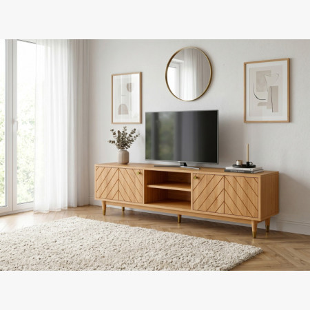 Massive TV-Kommode Jessica 179 cm mit Fischgrätfräsung