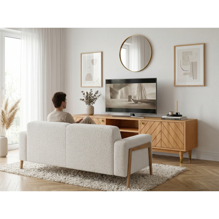 Massive TV-Kommode Jessica 179 cm mit Fischgrätfräsung