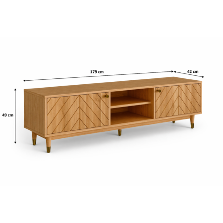 Massive TV-Kommode Jessica 179 cm mit Fischgrätfräsung