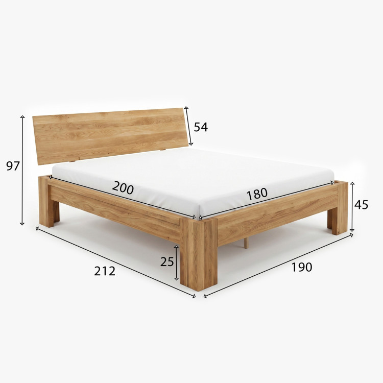 Ehebett aus Eiche Queen 180x200 cm – Massivholz
