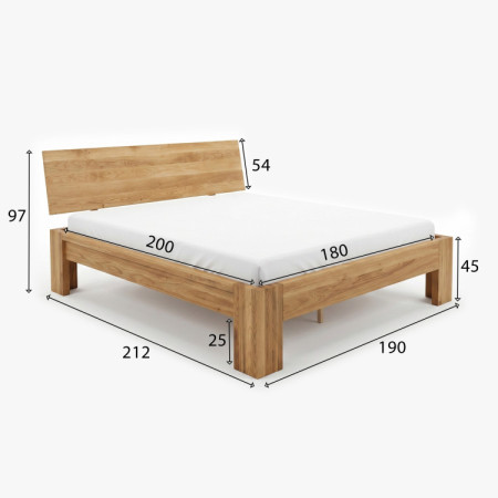 Ehebett aus Eiche Queen 180x200 cm – Massivholz