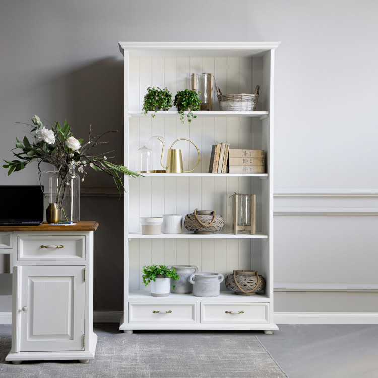 Bibliothek im Provence-Stil Weiß Patina