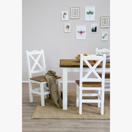 Provenzalischer Stuhl Weiß Patina - Braun