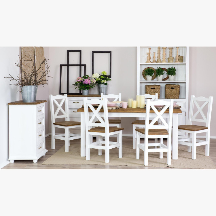 Provenzalischer Stuhl Weiß Patina - Braun