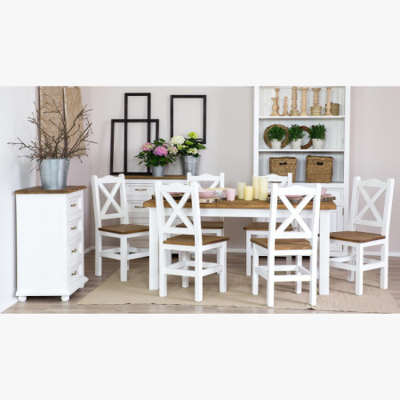 Provenzalischer Stuhl Weiß Patina - Braun