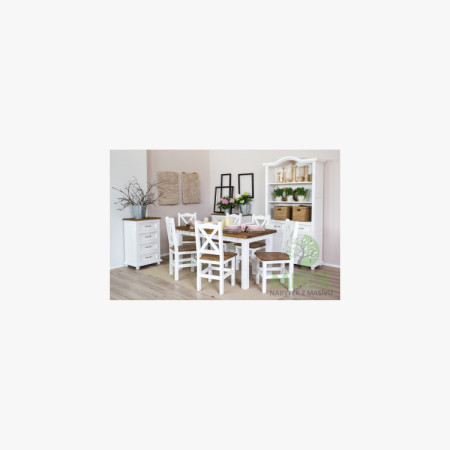 Provenzalischer Stuhl Weiß Patina - Braun