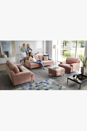 Moderne Sitzgruppe Monday Leder Sofa mit Holz- oder