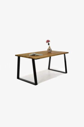 Stôl z masívneho dreva - čierne oceľové nohy dub, LOFT 2