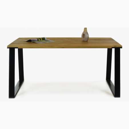 Stôl z masívneho dreva - čierne oceľové nohy dub, LOFT