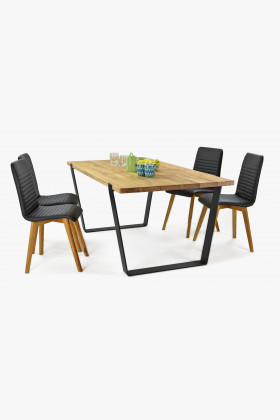 Jedálenská stolička z pravej kože čierna, Model Arosa , Stolička z pravej kože- 1 2