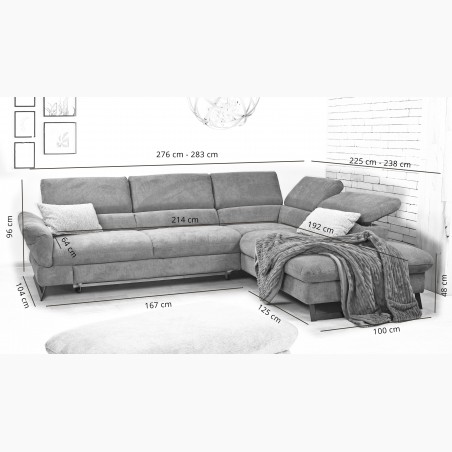 Rohová pohovka s rozkladacou pohovkou, látka Haiti roh vpravo , Rohové pohovky- 5