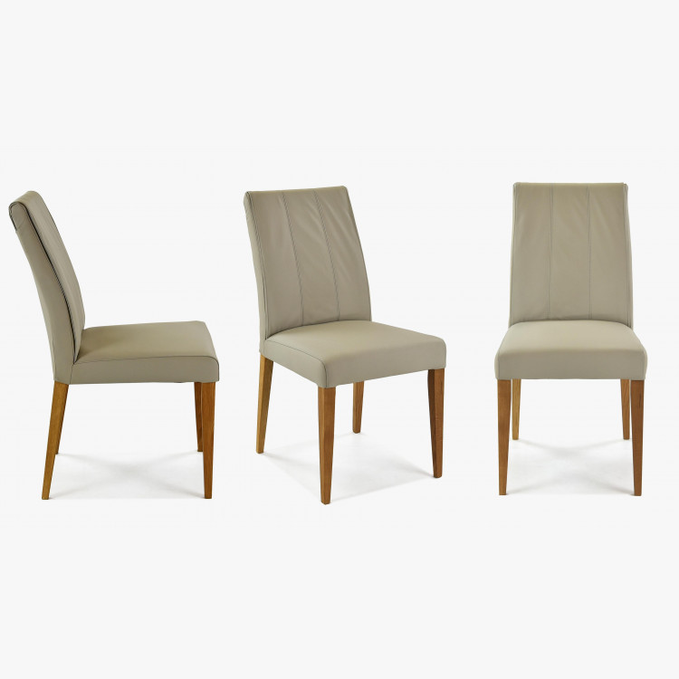 Jedálenská stolička z pravej kože, sivé svetlá, Klaudia