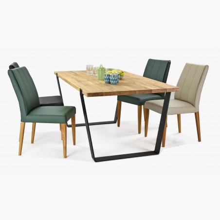 Jedálenská stolička z pravej kože, sivé svetlá, Klaudia