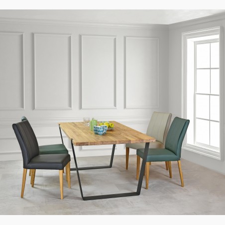 Jedálenská stolička z pravej kože, sivé svetlá, Klaudia