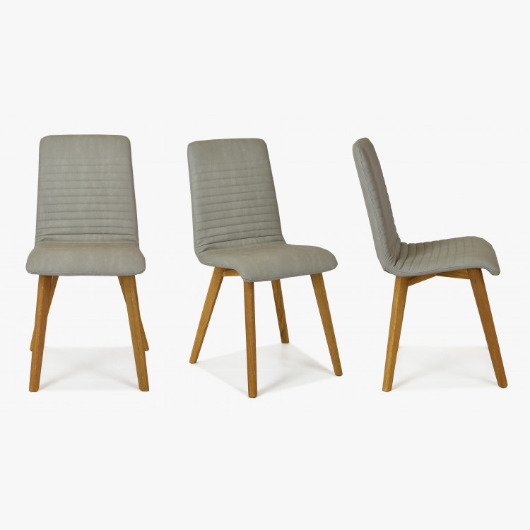 Stolička Lara - Arosa , Ecru imitácia kože sivá