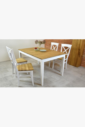 Jedálenský stôl a stoličky z masívneho dreva v rustikálnom štýle, Torina + Tomino 2