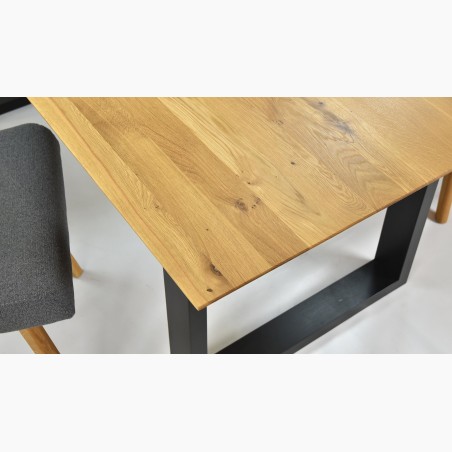 Rozkladací dubový stôl - kovové nohy, Rennes 180-280 x 90 cm , Rozkladacie jedálenské stoly- 8