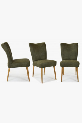 Elegantná stolička valencia - okrúhle nohy dub, olivová , Jedálenská stolička- 1 2