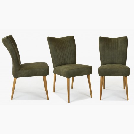 Elegantná stolička valencia - okrúhle nohy dub, olivová , Jedálenské stoličky- 6