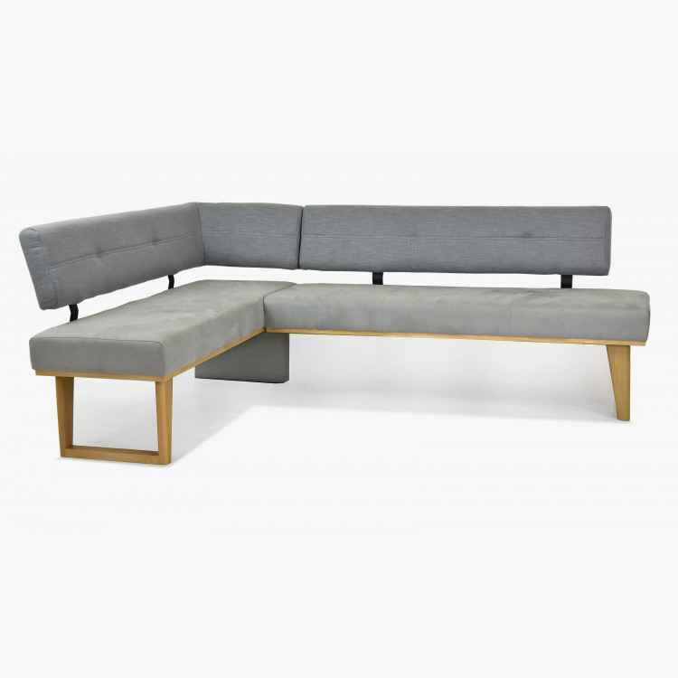 Látková rohová lavica - sivá - dubové nohy Colmar, ľavá