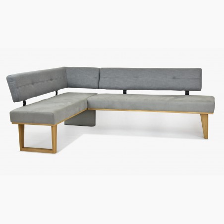 Látková rohová lavica - sivá - dubové nohy Colmar, ľavá