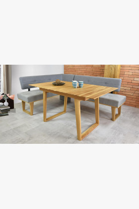 Látková rohová lavica - sivá - dubové nohy Colmar, ľavá 2