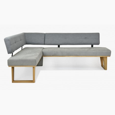 Látková rohová lavica - sivá - dubové nohy Colmar, ľavá