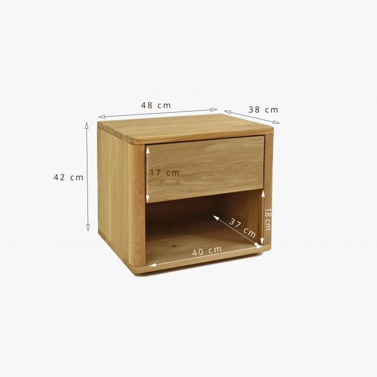 Dubový nočný stolík Emma so zásuvkou