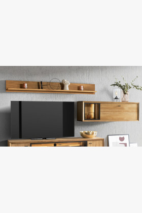 Závesná sklenená polica s dvierkami, Vilo 14 2