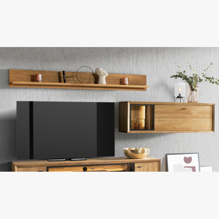 Závesná sklenená polica s dvierkami, Vilo 14