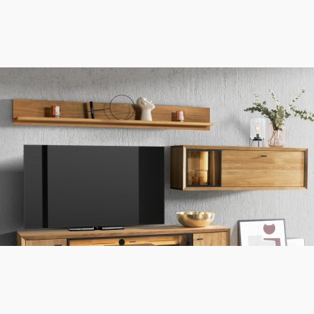 Závesná sklenená polica s dvierkami, Vilo 14