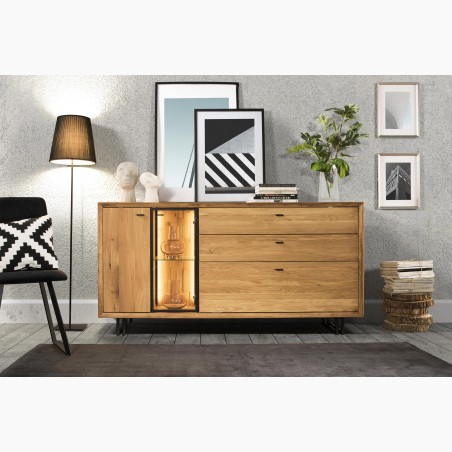 Veľká dubová komoda na kovových nohách, Vilo 49
