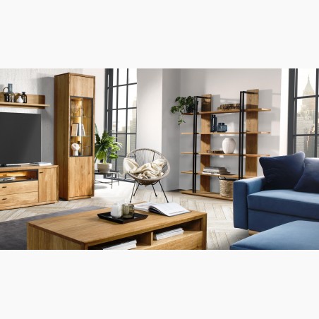 Drevená polica dub s kovom, Vilo 55