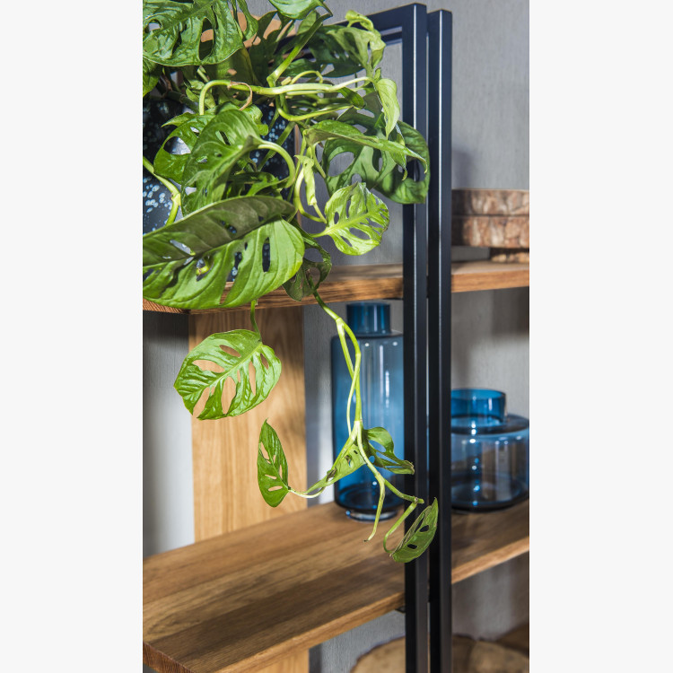 Drevená polica dub s kovom, Vilo 55